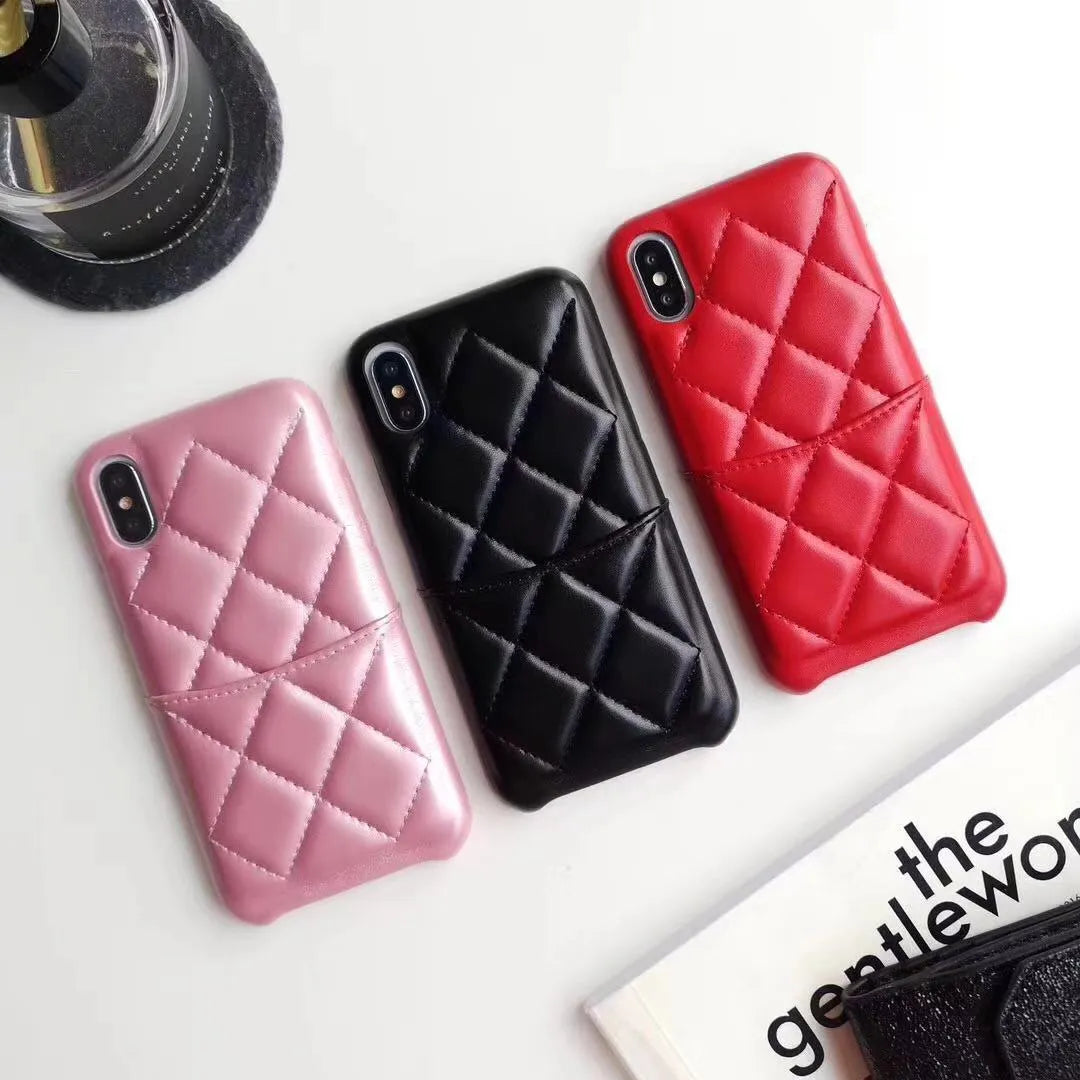 Genuine leather iPhone case for XS Max XR 8 7 models in black pink red colours