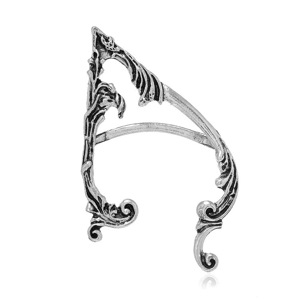 Dark elf no piercing ear clips in silver for gothic style