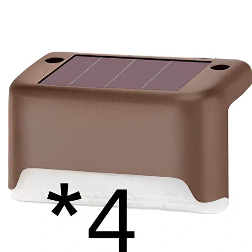 Coffee-coloured solar step light with solar panel, dimensions 78x45x42mm