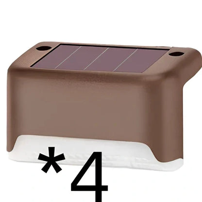 Coffee-coloured solar step light with solar panel, dimensions 78x45x42mm