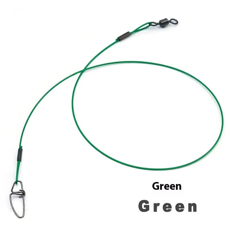 Green, black, and red 54cm copper steel wire fishing accessories with double buckle pins on fishing tackle