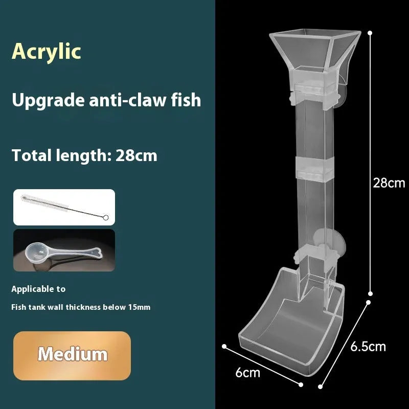 Aquarium feeding dish set with three tube lengths, cleaning brushes and feed spoons