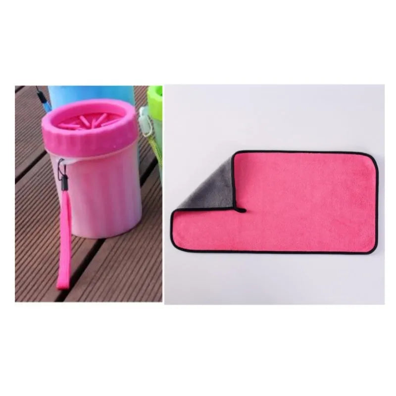 Silicone dog foot washing barrel bucket in blue colour for cleaning pet paws