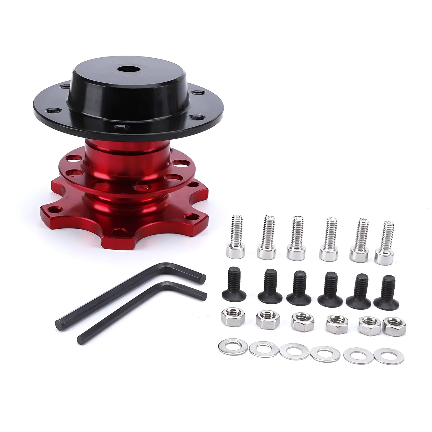 Car quick release steering wheel adapter device in black, red, blue, silver, and gold colour options