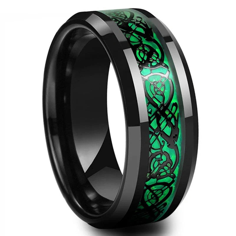Stainless steel dragon pattern ring, a unique fashion accessory for men and women.