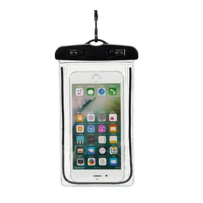 Transparent waterproof PVC phone case with luminous properties for outdoor sports protection