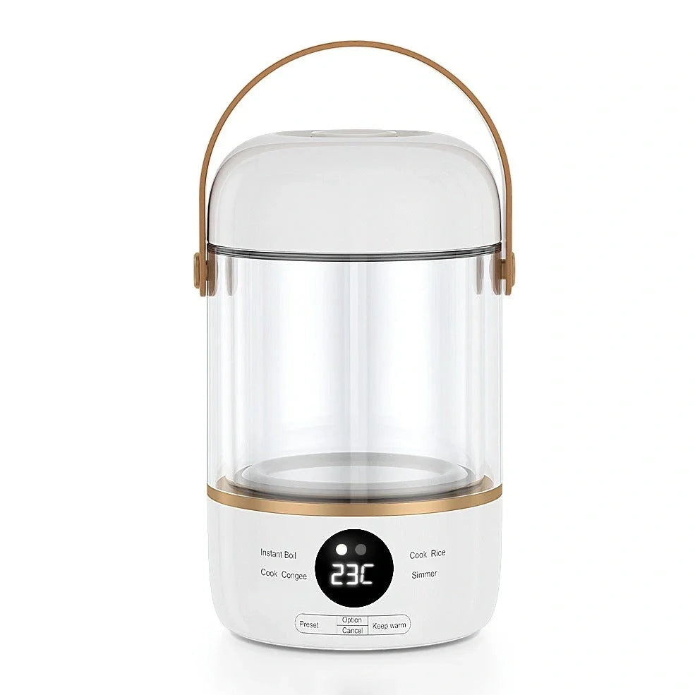 Smart electric stew cooker with transparent visual version showing Gao Peng glass inner liner