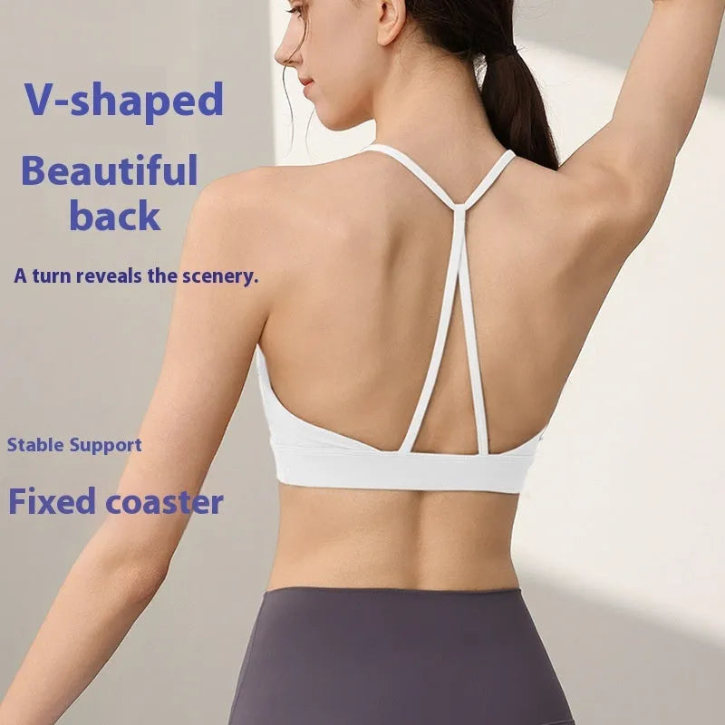 Women's nylon sports vest with double shoulder straps in sunshine desert colour.