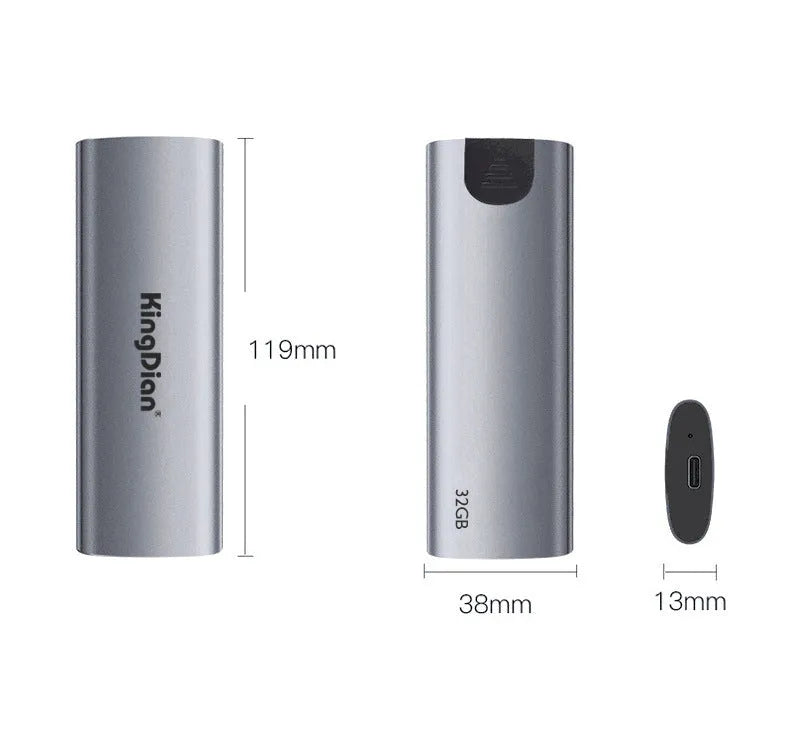Grey external SSD with USB 3.0 interface for mobile phone direct connection