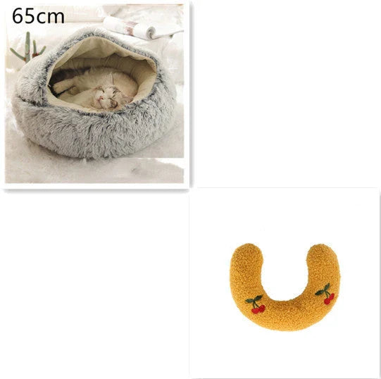 Cozy All-in-One Pet Bed in various colors and sizes, providing a plush and comfortable retreat for cats and dogs
