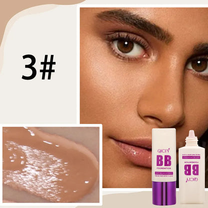 BB cream liquid foundation concealer bottle in one of 10 available shades with brightening properties