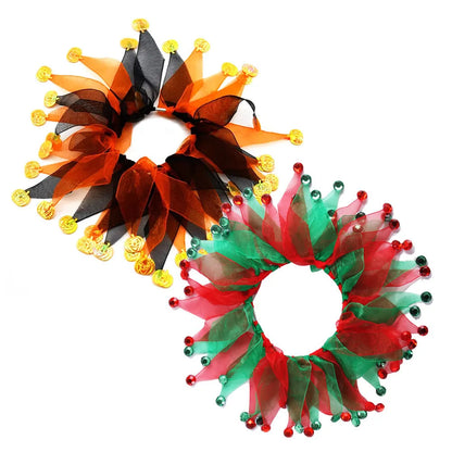Tie-dye cloth dog collar in seasonal Christmas and Halloween colour designs