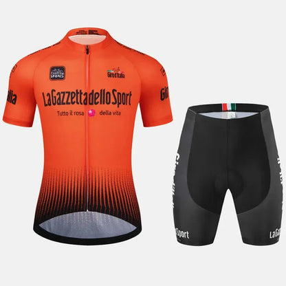 Unisex short-sleeve cycling suit in a solid colour, made from quick-dry polyester fabric.