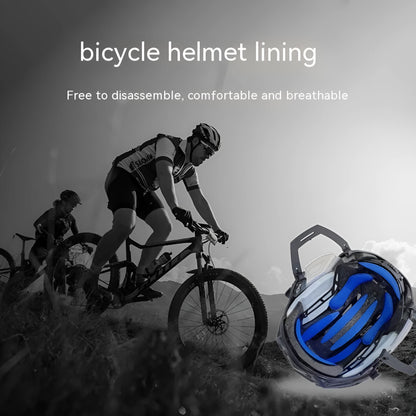 Cycling helmet liner with velcro chin pad in blue, black, red and grey colour options
