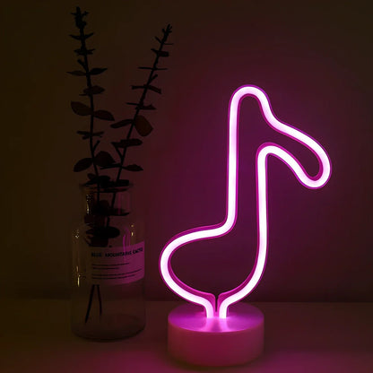 Neon LED wall light with round base showing 2000 lumen brightness and USB battery control option
