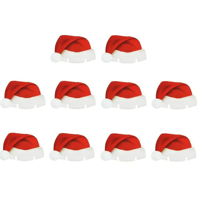 10 red Christmas Santa hats for wine glasses measuring 6x3.6cm each