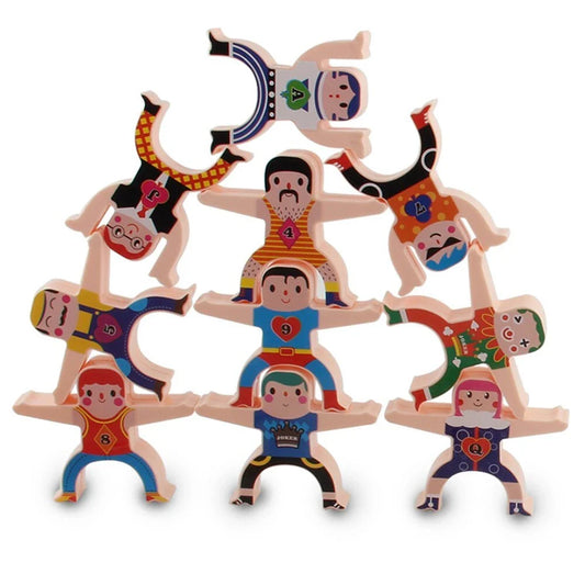 Colourful Cartoon Hercules building blocks with smiling figures and interactive stacking game
