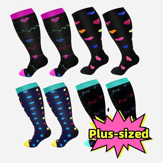 Premium plus size compression socks with breathable bamboo fibers, innovative compression technology, and stylish designs for active lifestyles