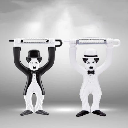 Handy fruit and vegetable peeler with clever character design, made of durable stainless steel for efficient and stylish kitchen prep