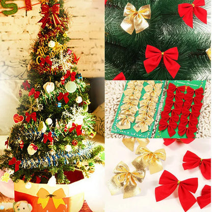 5 cm polyester Christmas decoration bow in gold, red, silver, and red gold colour options