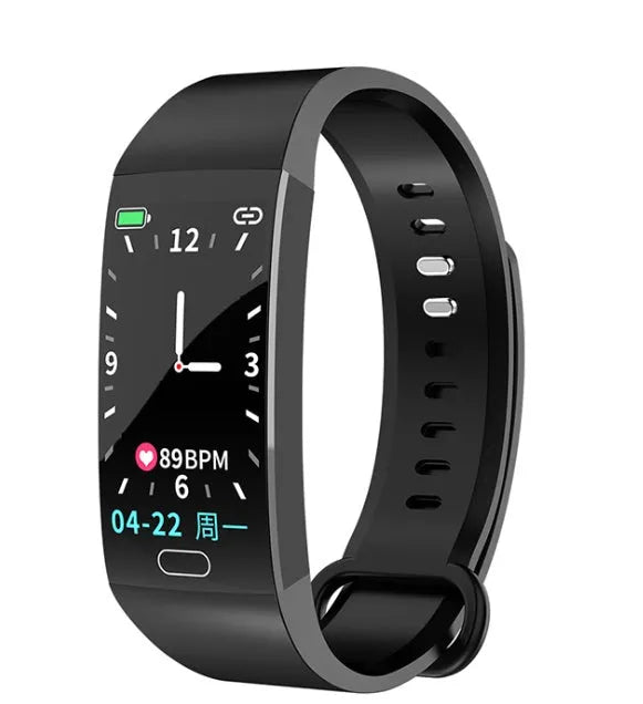 RD11 colour screen smart bracelet with 1.14 inch display, silicone wristband and PC body, shown in black