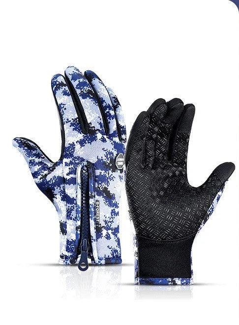 Pair of durable touchscreen-compatible winter riding gloves in various colors