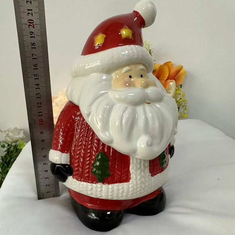 Ceramic Santa Claus Storage Tank White Porcelain Christmas Money Box Table Decorative Ornament for Holiday Gifts Business Gifts Housewarming Party Favours