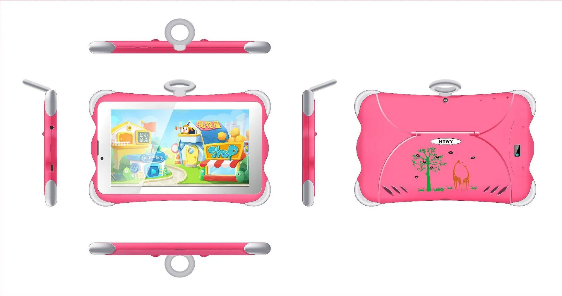 7-inch children's learning tablet in cartoon colours with built-in stand and 3G calling capability