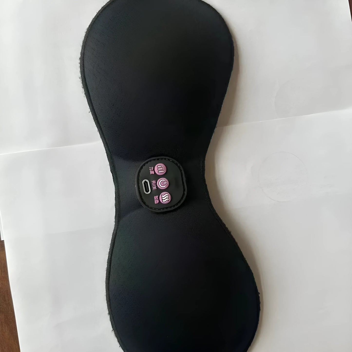 Black electric massage bra inner cushion with chest stickers and 3-key English control panel