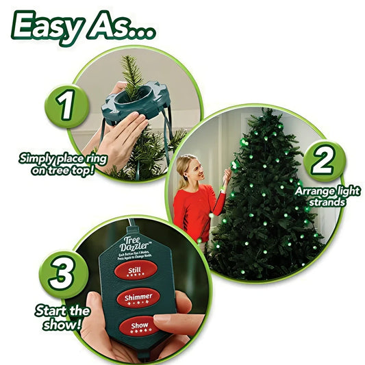64 LED Christmas string lights, 12 metres total with eight 1.5m sections in PP casing, EU/US plugs