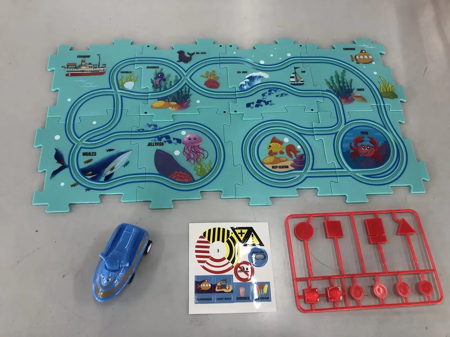 DIY Electric Railroad Speeder Toy with puzzle tracks and automatic car