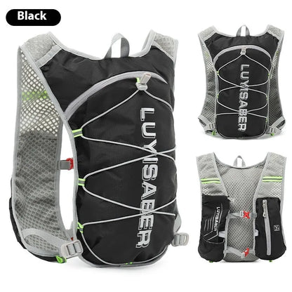 Multifunctional nylon running backpack with reflective strips, shown in one of six colour options.