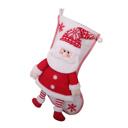 Red and white candy sock Christmas stocking, cloth, 45cm by 26cm, for Christmas Eve hanging