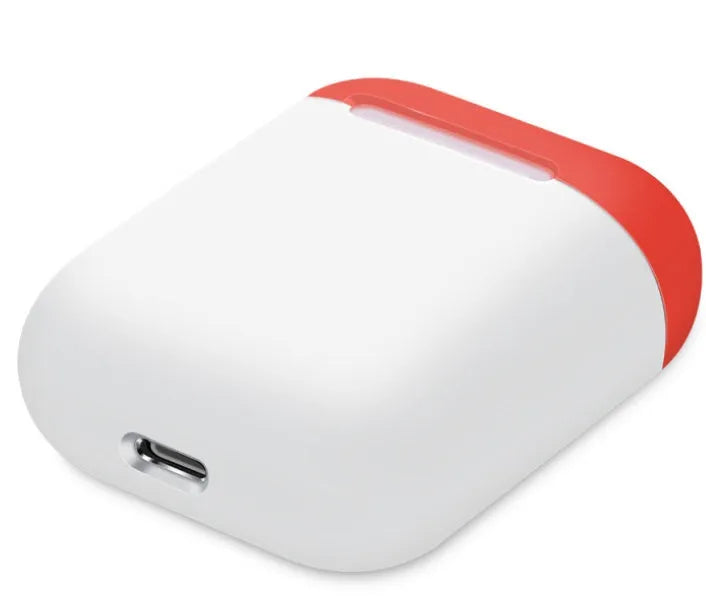 Soft silicone protective case for Apple AirPods charging box in various solid colours.