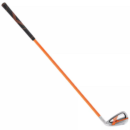 Golf Iron Swing Trainer in orange, black, and blue for safe practice sessions