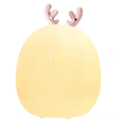 Adjustable silicone baby night light with touch control in adorable deer and rabbit designs