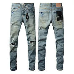 Men's black slim fit stretch skinny jeans with button-fly opening and straight leg design