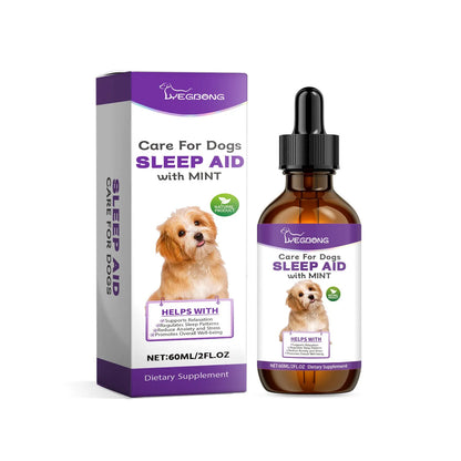 60ml bottle of dog sleep drops with mint extract for canine night care
