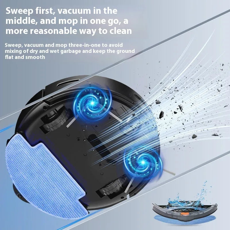 White or black sweeping robot vacuum cleaner with 600ml dust bin for automated floor cleaning