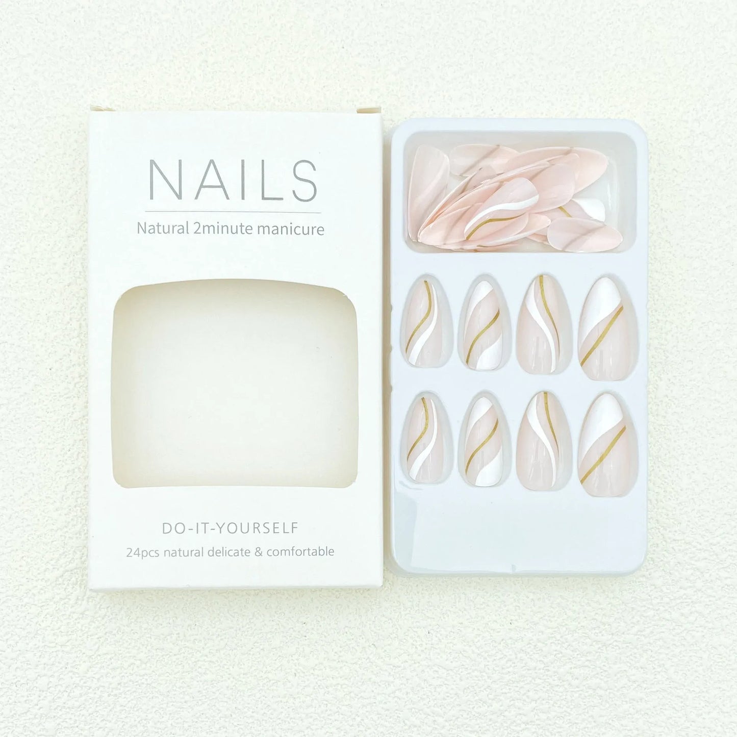 Medium drop shape plastic wearable nail stickers with plaid pattern in jelly glue colour