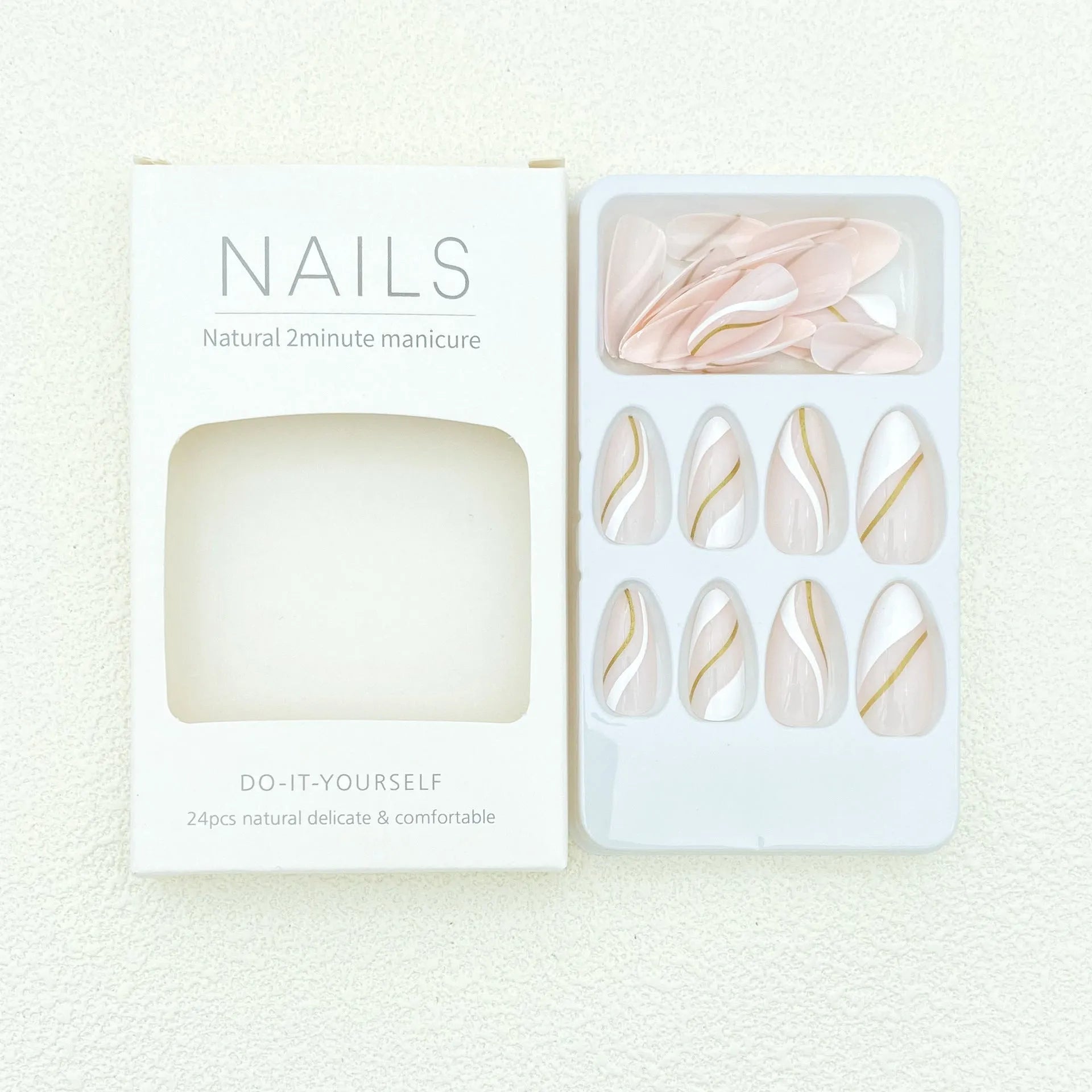 Medium drop shape plastic wearable nail stickers with plaid pattern in jelly glue colour