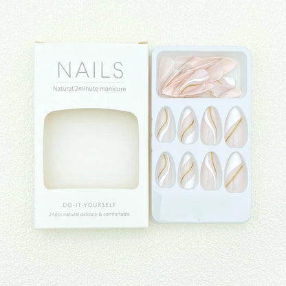 Medium drop shape plastic wearable nail stickers with plaid pattern in jelly glue colour