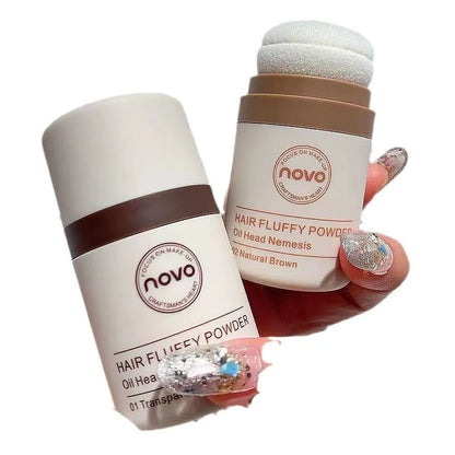 Veejaga Mattifying Powder compact for bangs, hairline, and face oil control in transparent and brown shades.