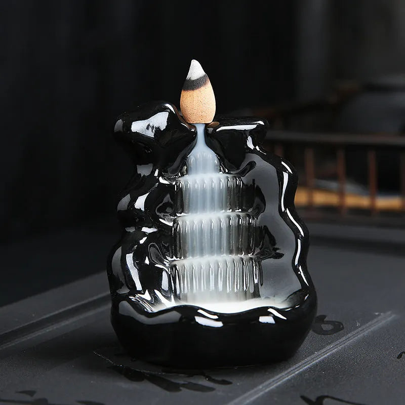 Ceramic incense burner ornament with backflow sandal design in modern style