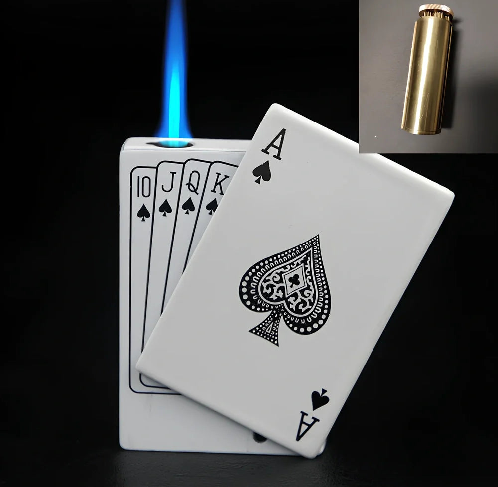 Poker gas lighter with keychain showing King card design and compact 6cm size