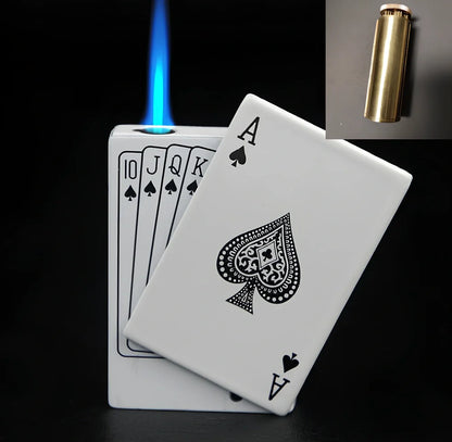 Poker gas lighter with keychain showing King card design and compact 6cm size