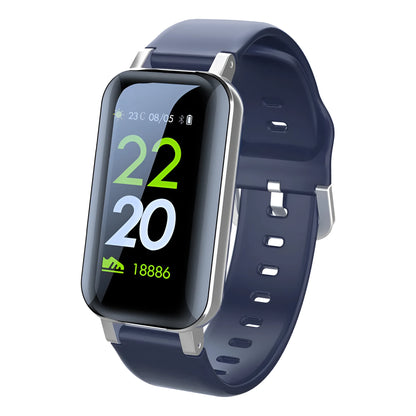 Call Bracelet smart fitness tracker on wrist in black, blue, or coffee colour, showing heart rate monitoring.
