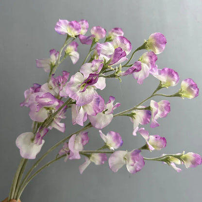 Purple flocked silk artificial fragrant pea flower standing 63cm tall