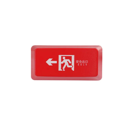 Transparent keyboard key cap with safety evacuation exit symbol design
