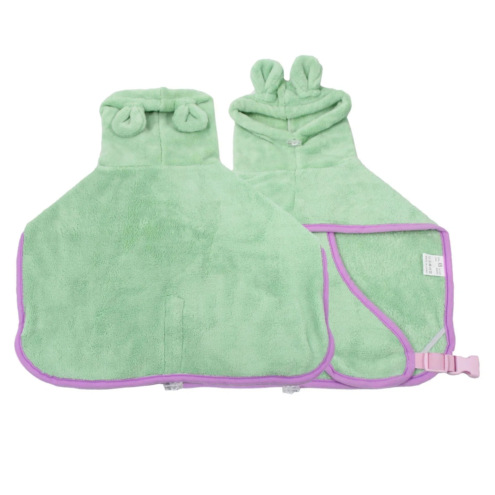 Adjustable dog bathrobe in coral fleece for quick drying, available in multiple colours and sizes